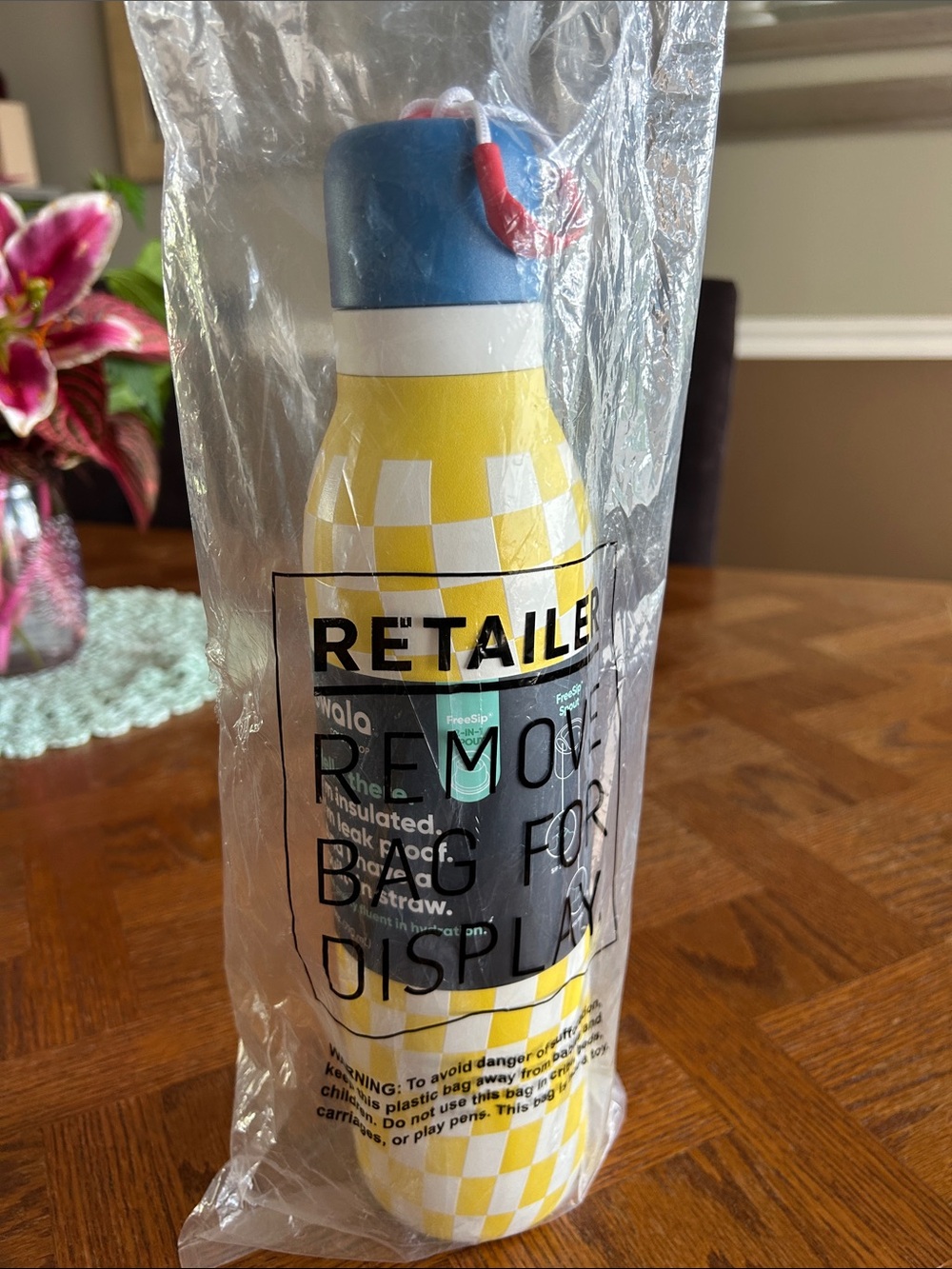 Dutch Brothers X Owala 24 ounce Insulated Water Bottle - Yellow Checkered - Picture 2 of 4